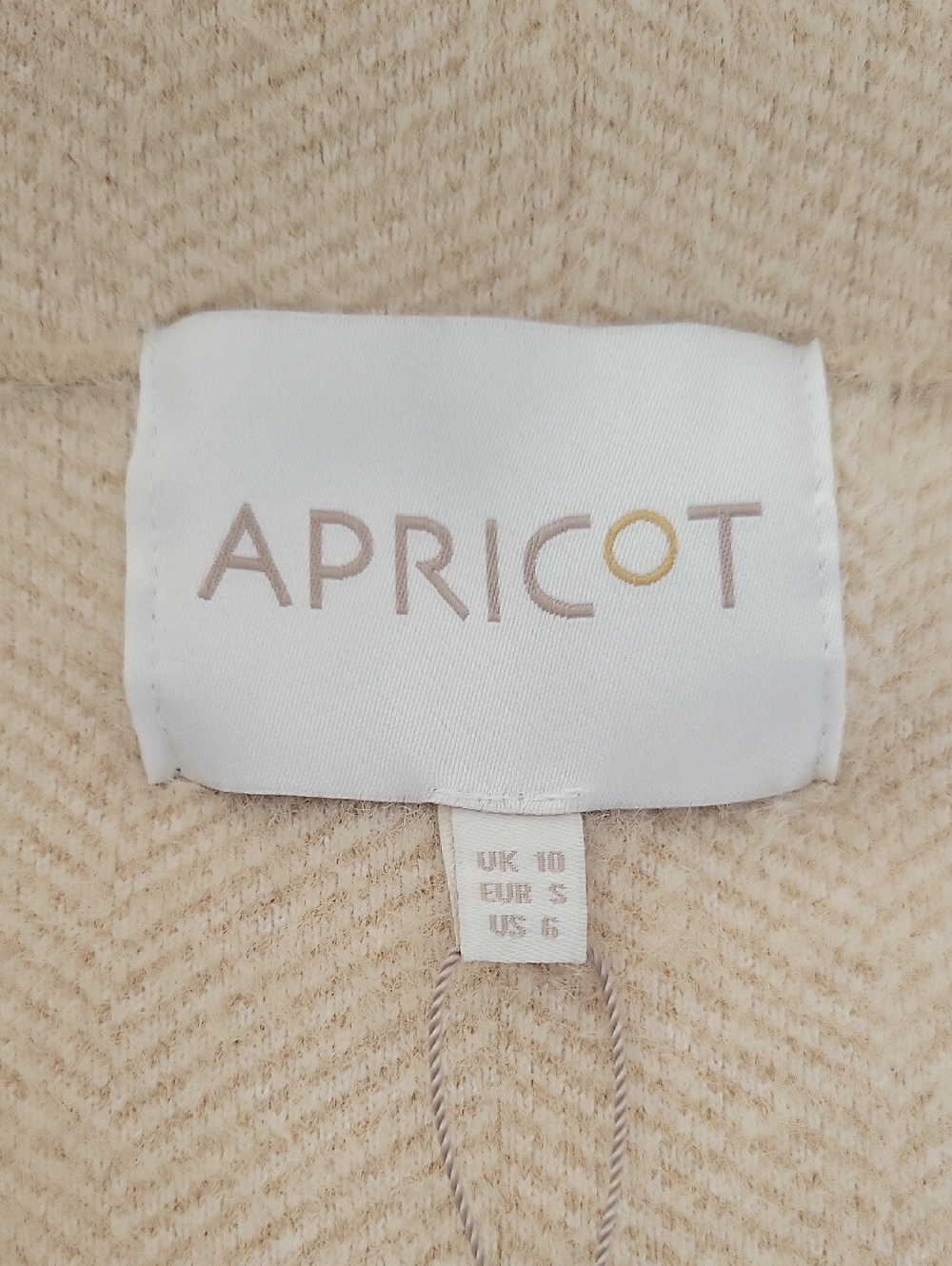 NWT Apricot Fuzzy Heringbone Cardigan Jacket Stone Size 6 - Picture 4 of 7
